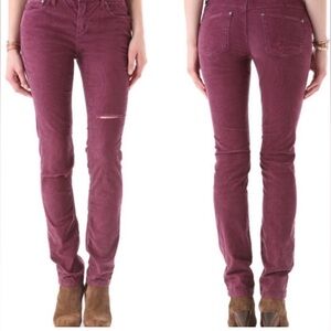 NWT Free People Plum distressed corduroy skinny size 28